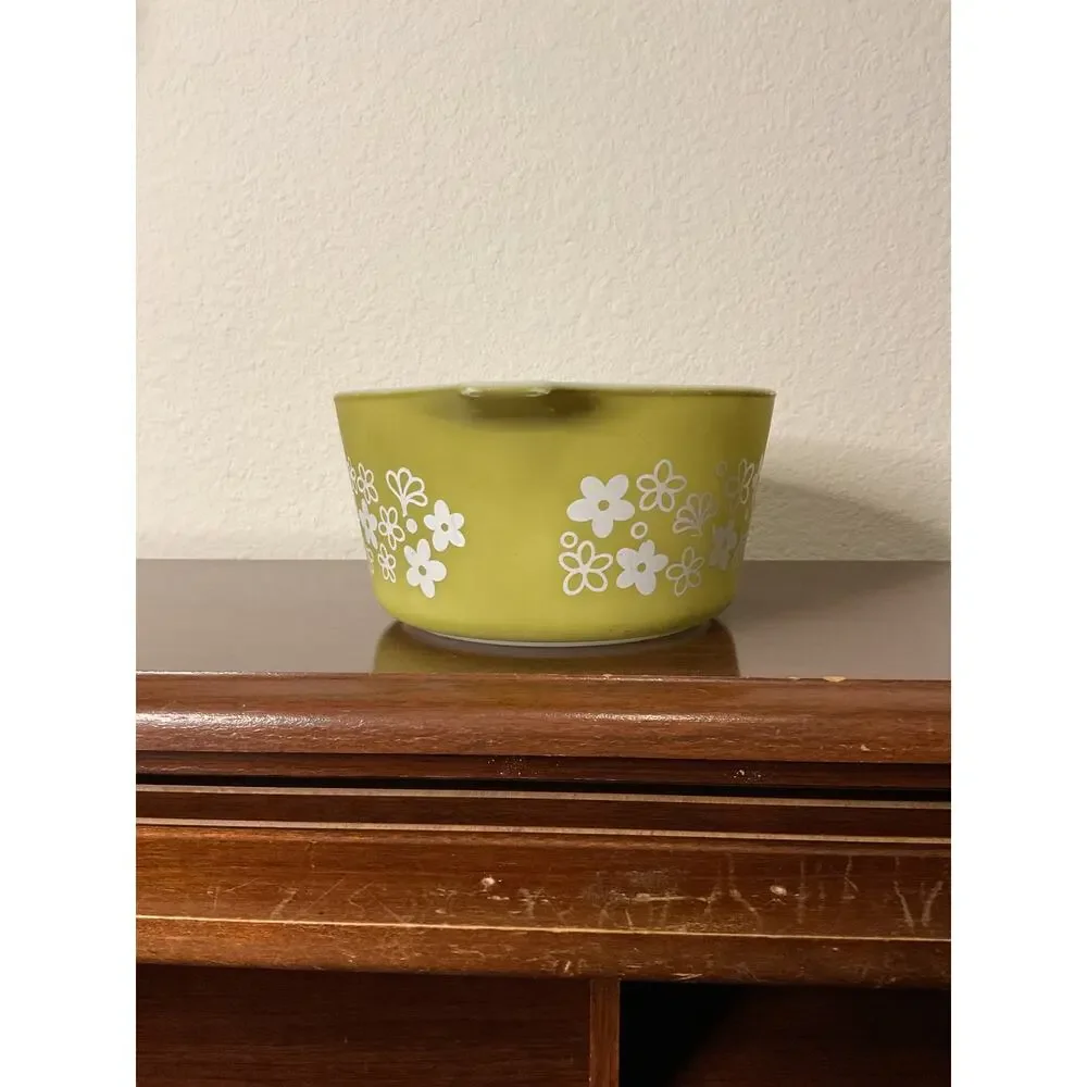 Vintage spring blossom crazy daisy Pyrex 1qt 473 casserole DISHWASHER DAMAGED